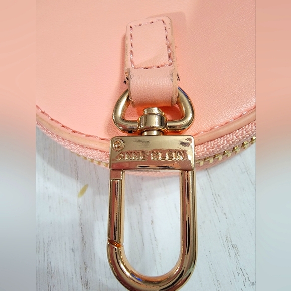 Anne Klein Peach Monogram Round Change Coin Purse Pouch - Picture 6 of 8